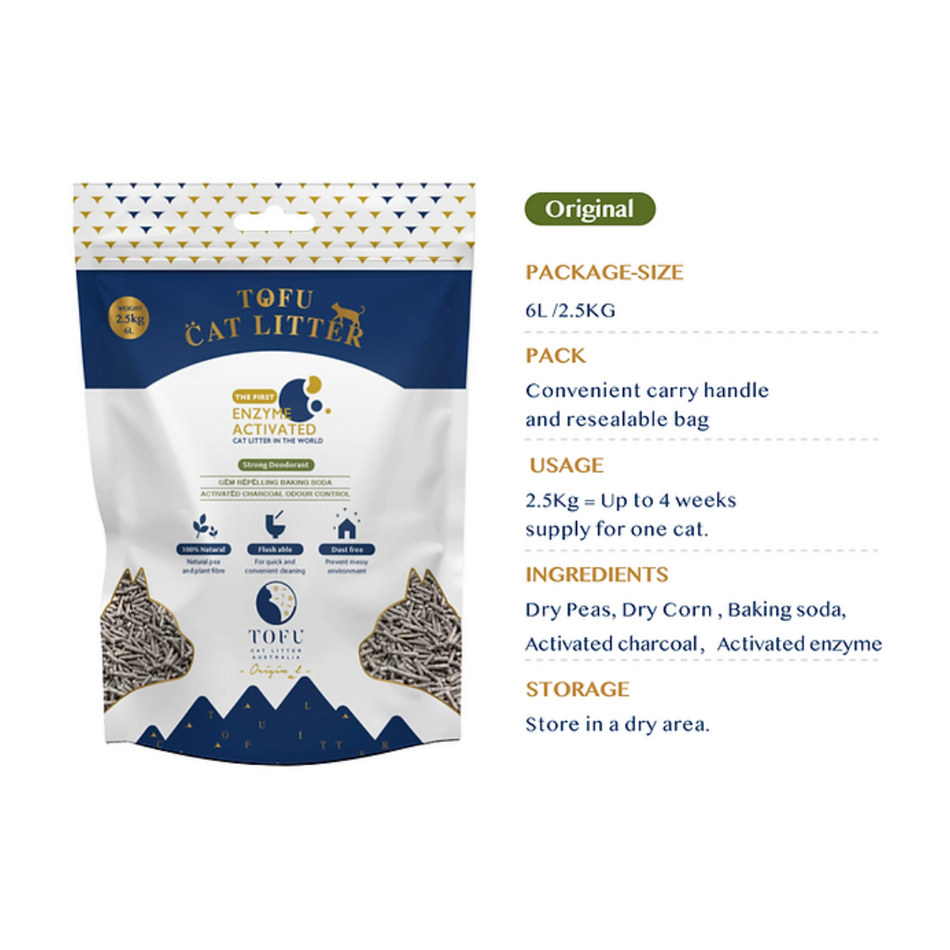Tofu Enzyme Activated Flushable & Biodegradable Cat Litter 2.5kg - 6L | Pet Food Leaders