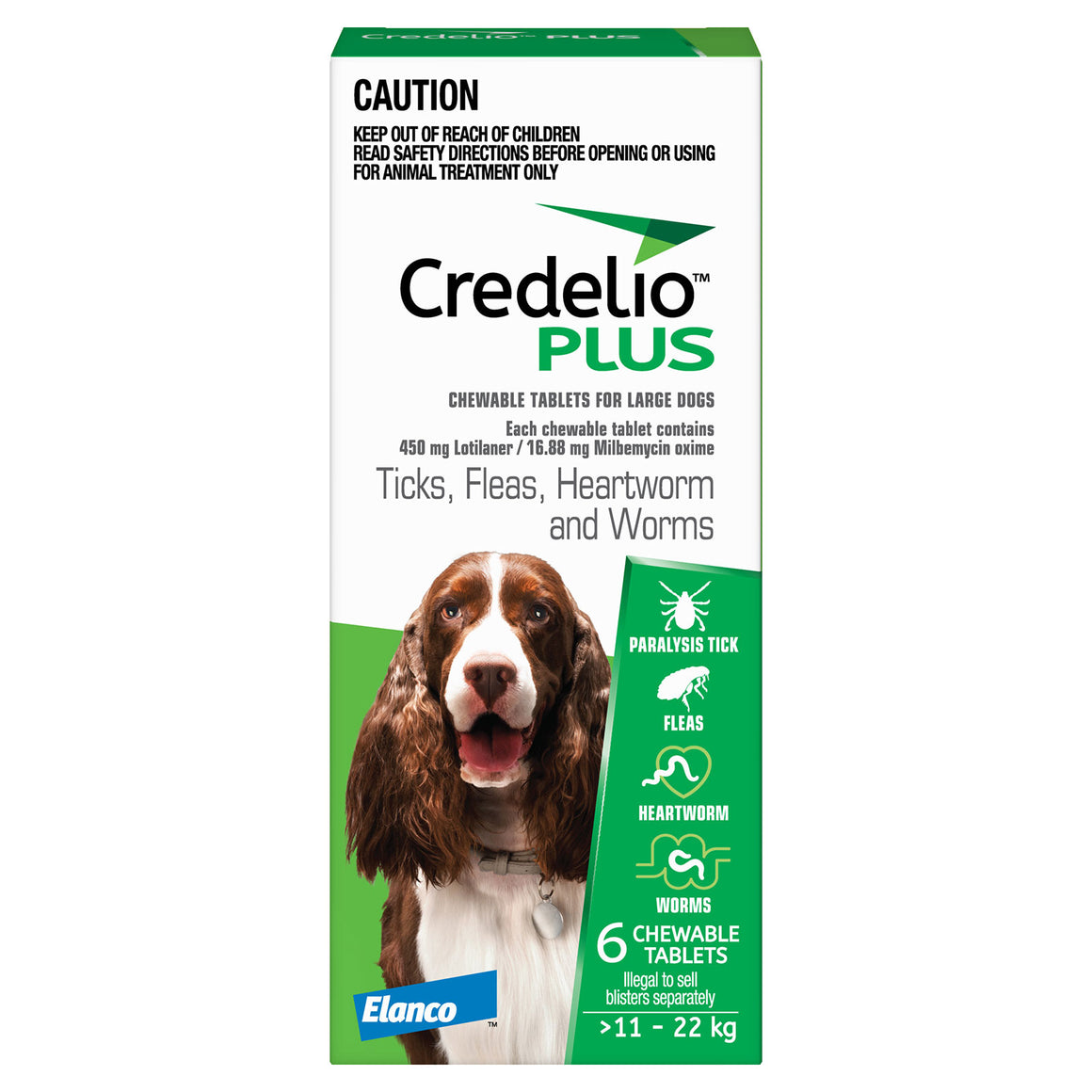 CREDELIO PLUS FOR LARGE DOGS 11 - 22 KG GREEN | Pet Food Leaders