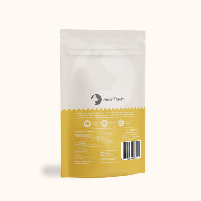 Meaty Treaty Chicken Heart Freeze Dried Treats for Dogs & Cats 100g Back | Pet Food Leaders