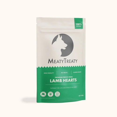 Meaty Treaty Lamb Hearts Freeze Dried Treats for Dogs & Cats 100g | Pet Food Leaders