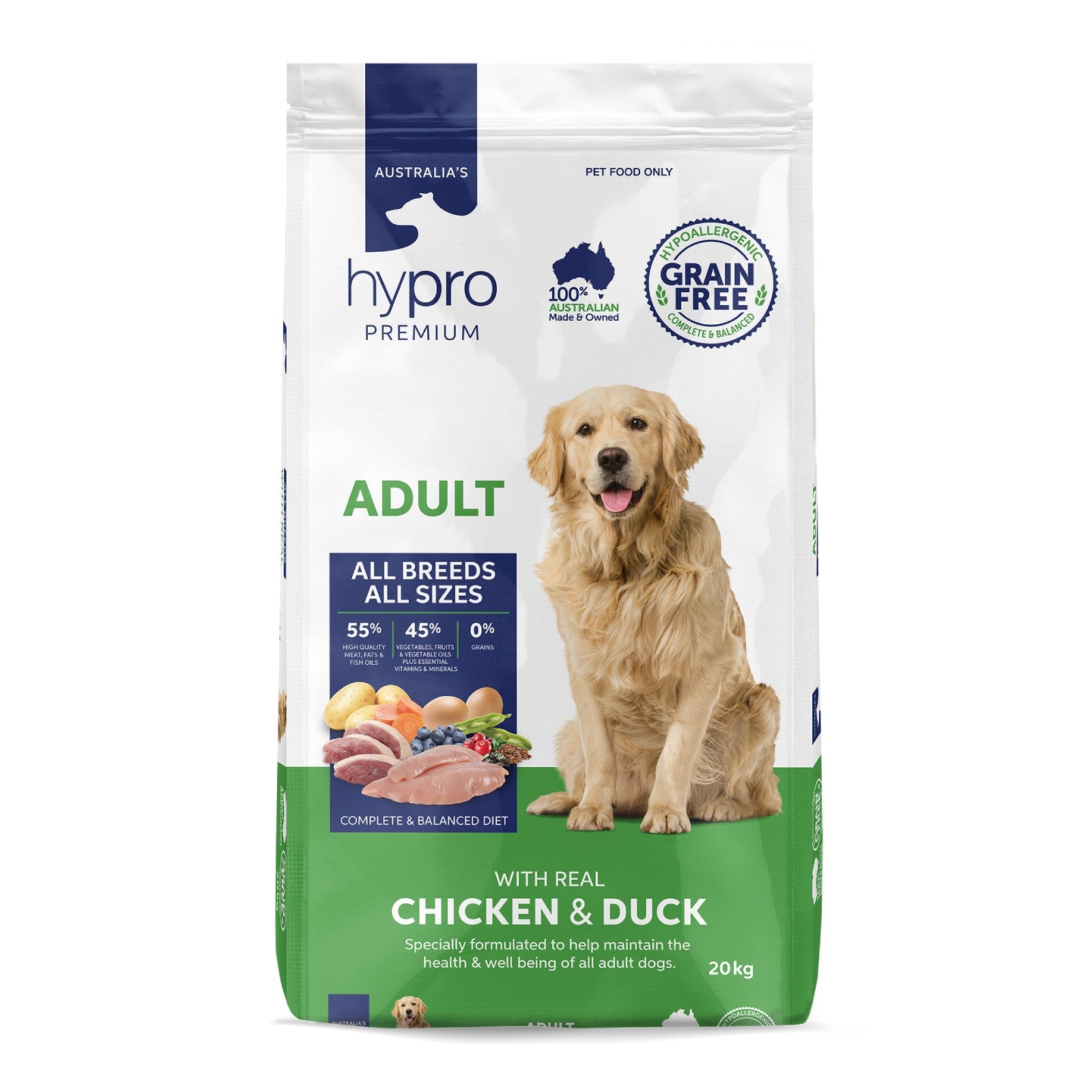 Hypro Premium Adult Grain Free Chicken and Duck Pet Food Leaders