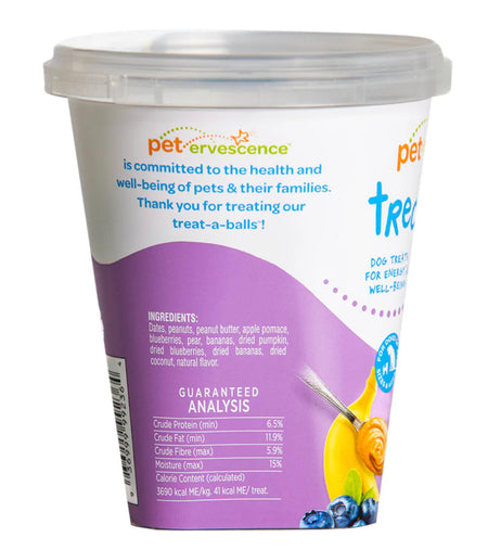 Petervescence Treat-A-Balls Peanut Butter, Blueberry & Banana back | Pet Food Leaders