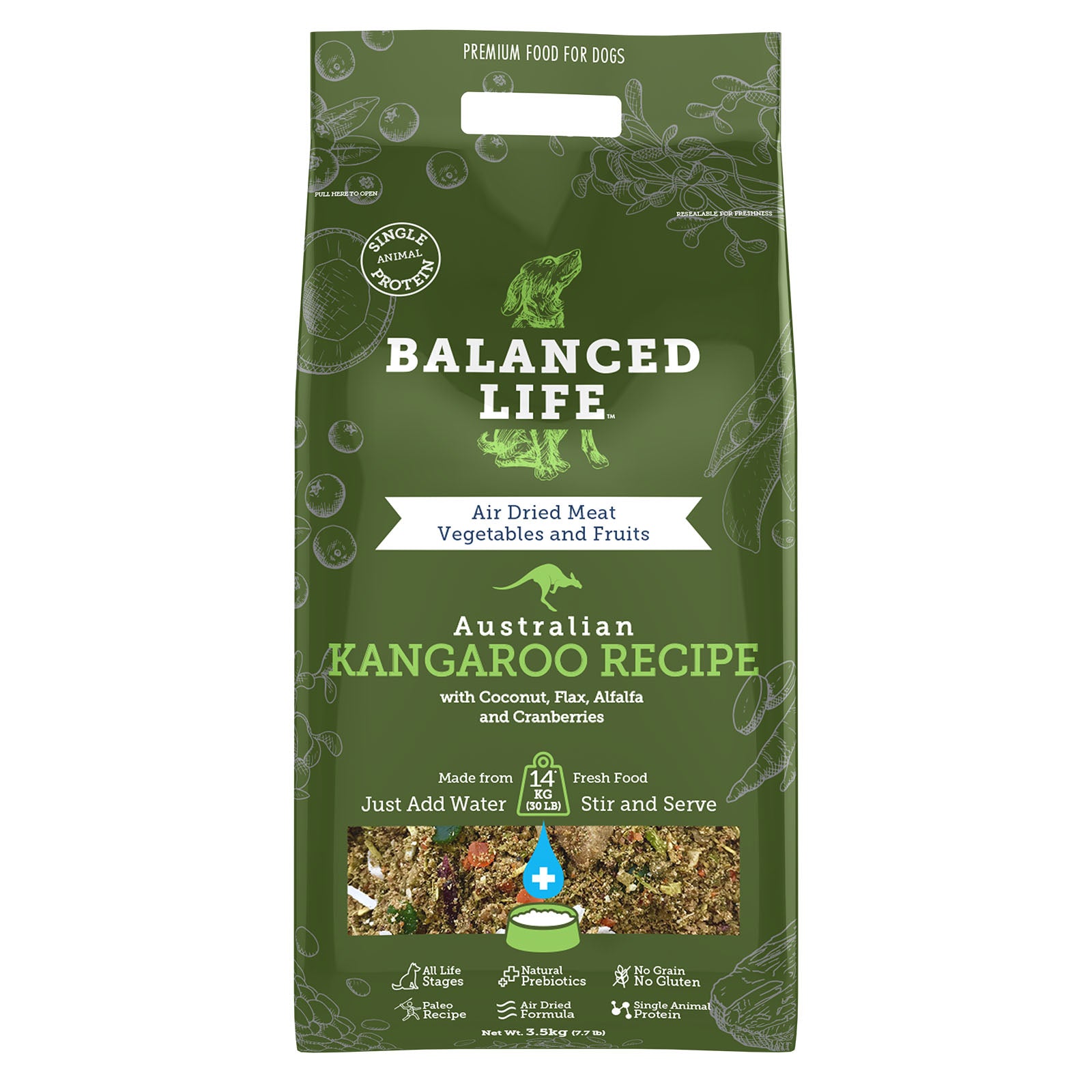 Balanced Life Grain Free Kangaroo Recipe All Life Stages Rehydratable Dog Food 3.5kg | Pet Food Leaders