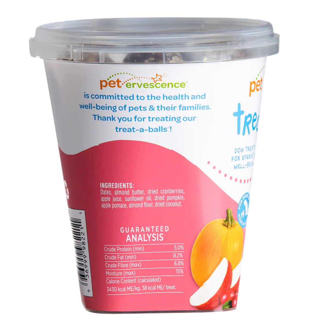 Petervescence Treat-A-Balls Cranberry, Pumpkin & Apple back | Pet Food Leaders 