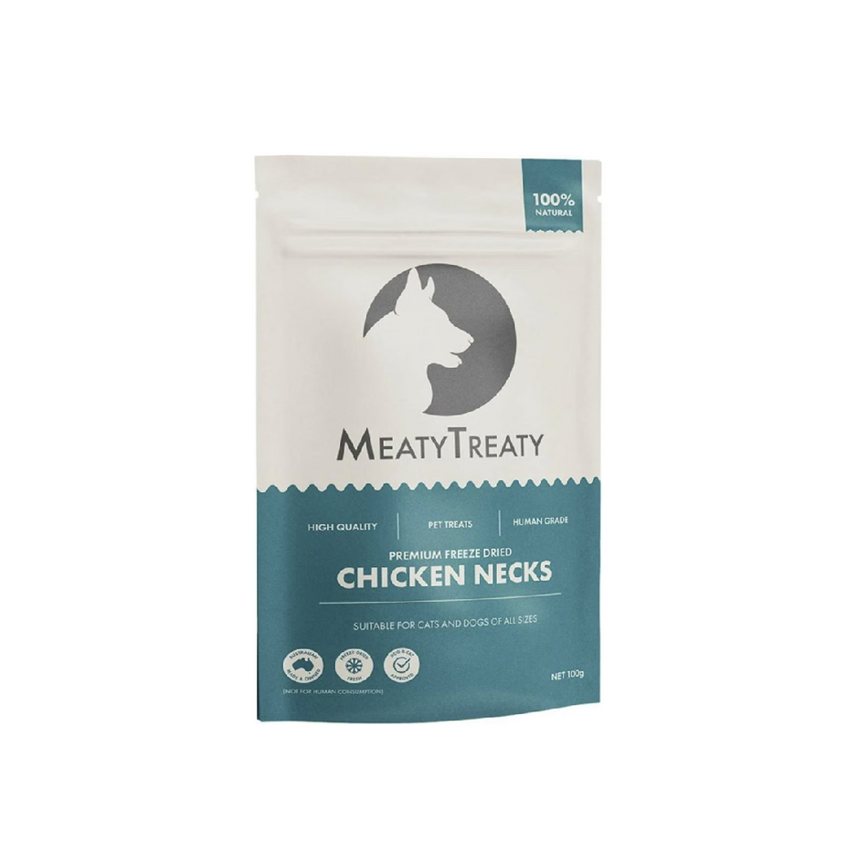 Meaty Treaty Chicken Neck Freeze Dried Treats for Dogs & Cats| Pet Food Leaders