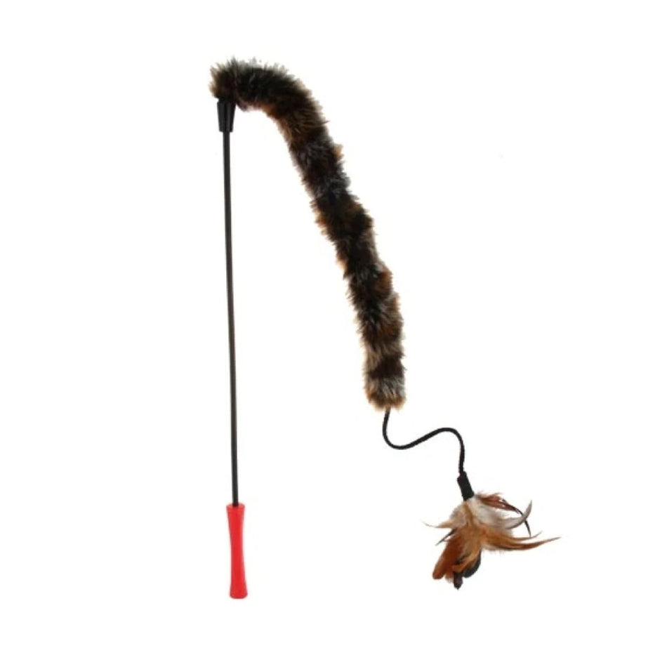 GIGWI Feather Teaser Wand Plush Tail | Cat Toy | Pet Food Leaders