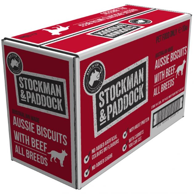 Stockman & Paddock Aussie Dog Biscuits with Beef Box 10kg Box | Pet Food Leaders