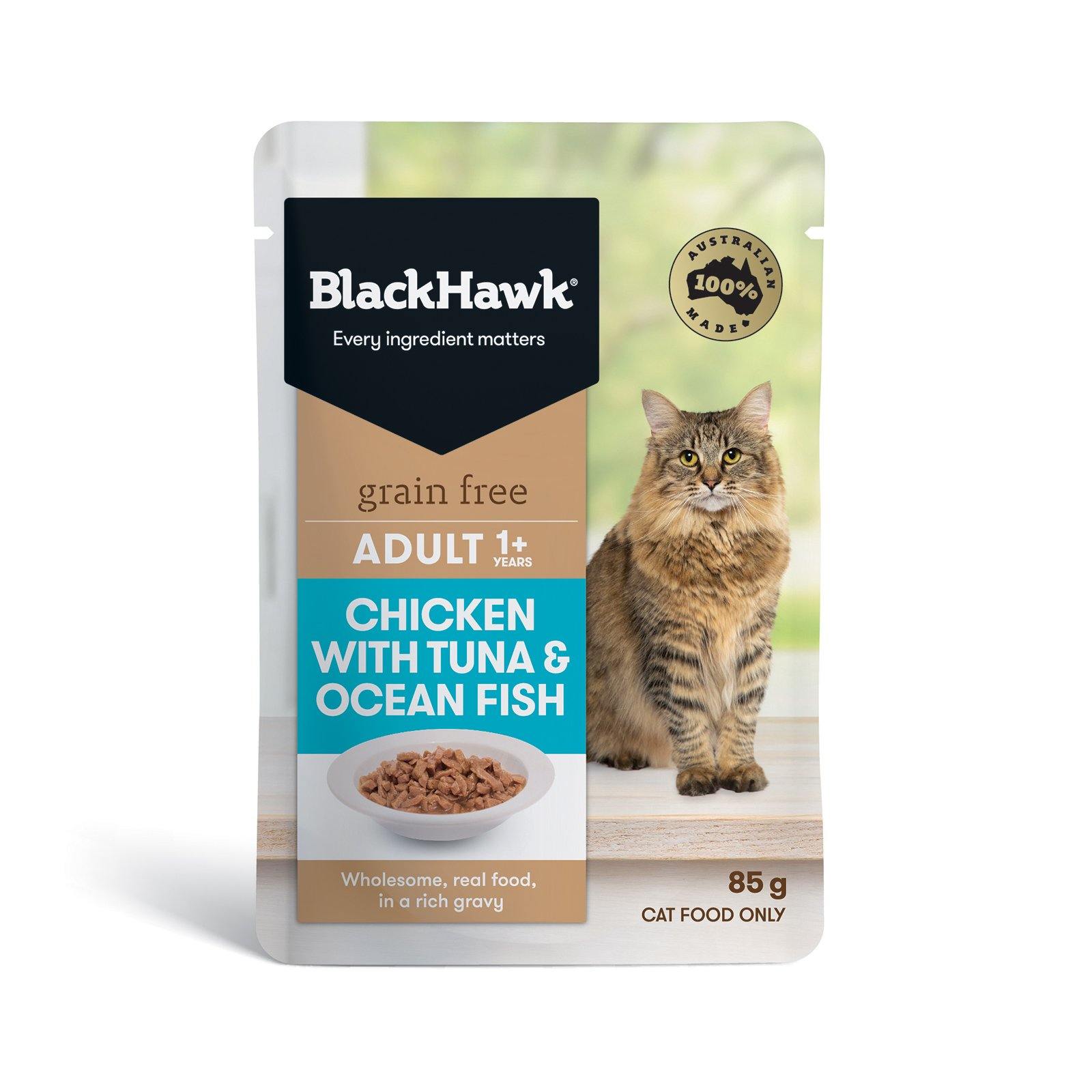 Black Hawk Grain Free Tuna & Ocean Fish Adult 12 x 85g | Pet Food Leaders