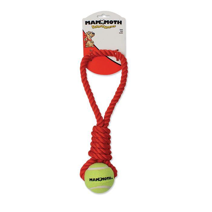Flossy Chews TWISTER PULL TUG w/Mini Tennis Ball 11" (28cm) - 94-53008F | Pet Food Leaders