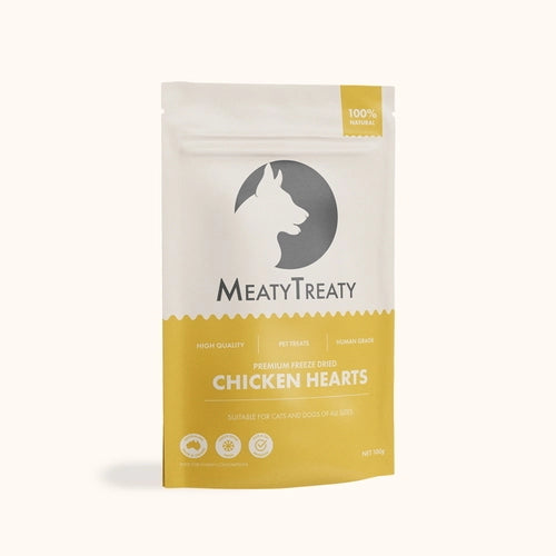 Meaty Treaty Chicken Heart Freeze Dried Treats for Dogs & Cats 100g | Pet Food Leaders