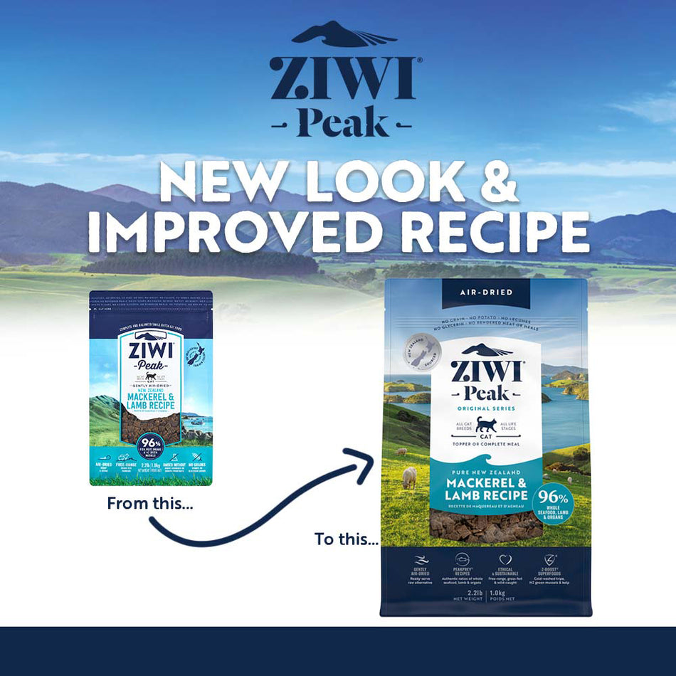 ZiwiPeak Air Dried Mackerel and Lamb  New Look | Adult Cat | Pet Food Leaders