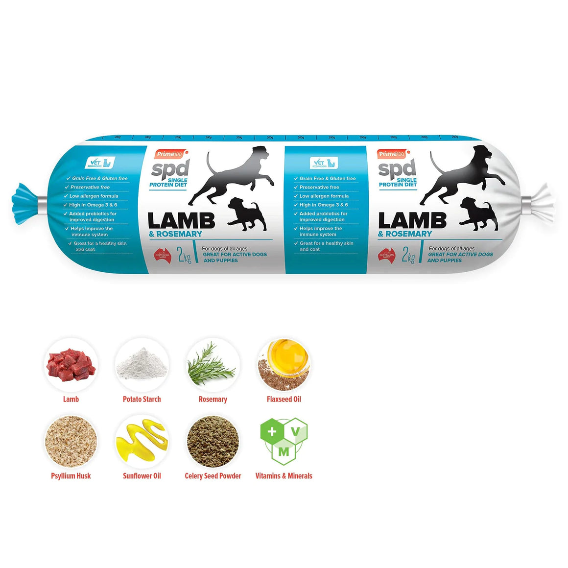 Prime100 SPD* Lamb & Rosemary rolls profile | Pet Food Leaders