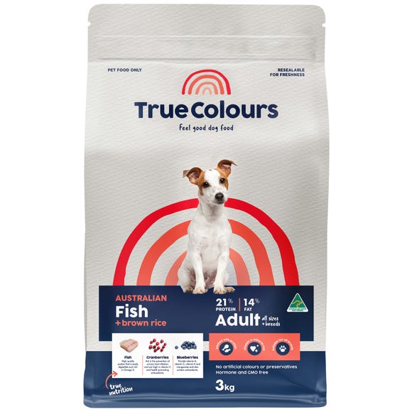 True Colours Dog Food Adult Fish & Brown Rice 3kg | Pet Food Leaders