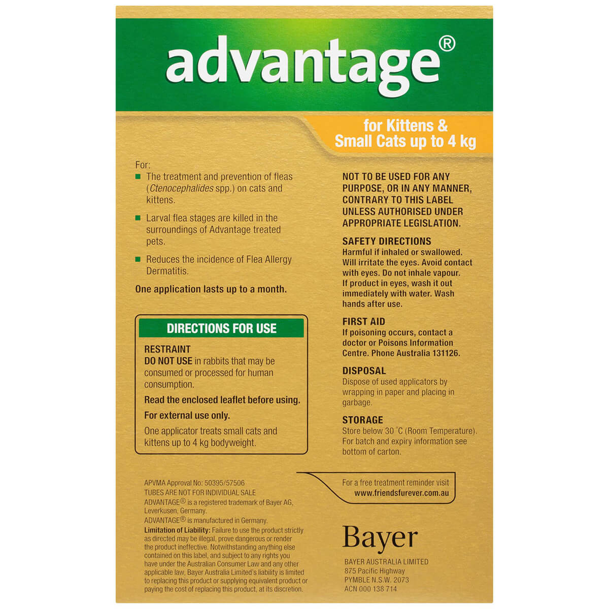 Advantage | Cat Flea Treatment | Under 4Kg | Pet Food Leaders