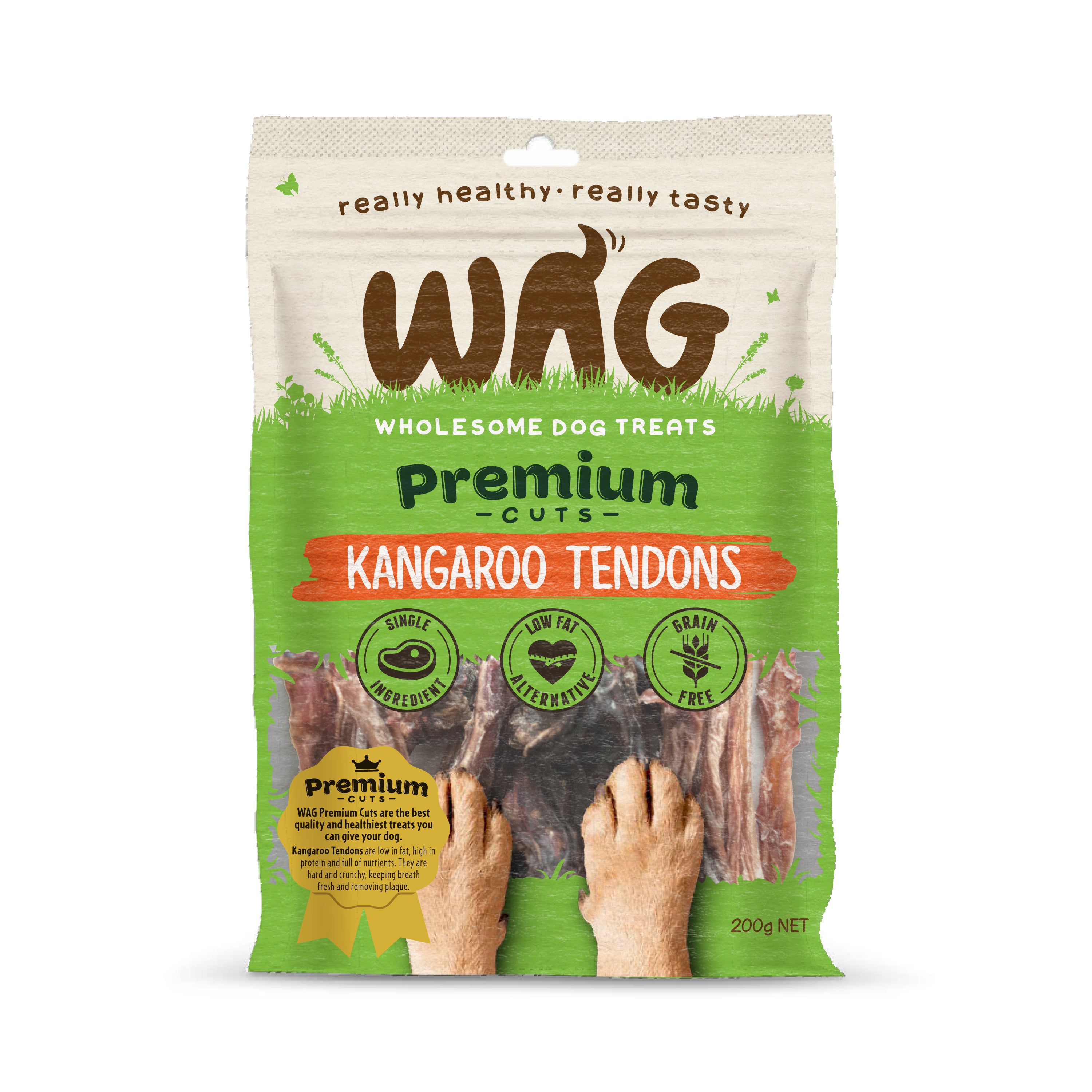 WAG Kangaroo Tendons 200g | Dog treats | Pet Food Leaders