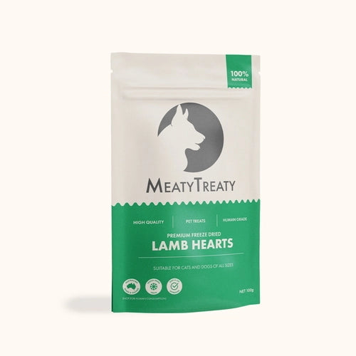 Meaty Treaty Lamb Hearts Freeze Dried Treats for Dogs & Cats 100g | Pet Food Leaders
