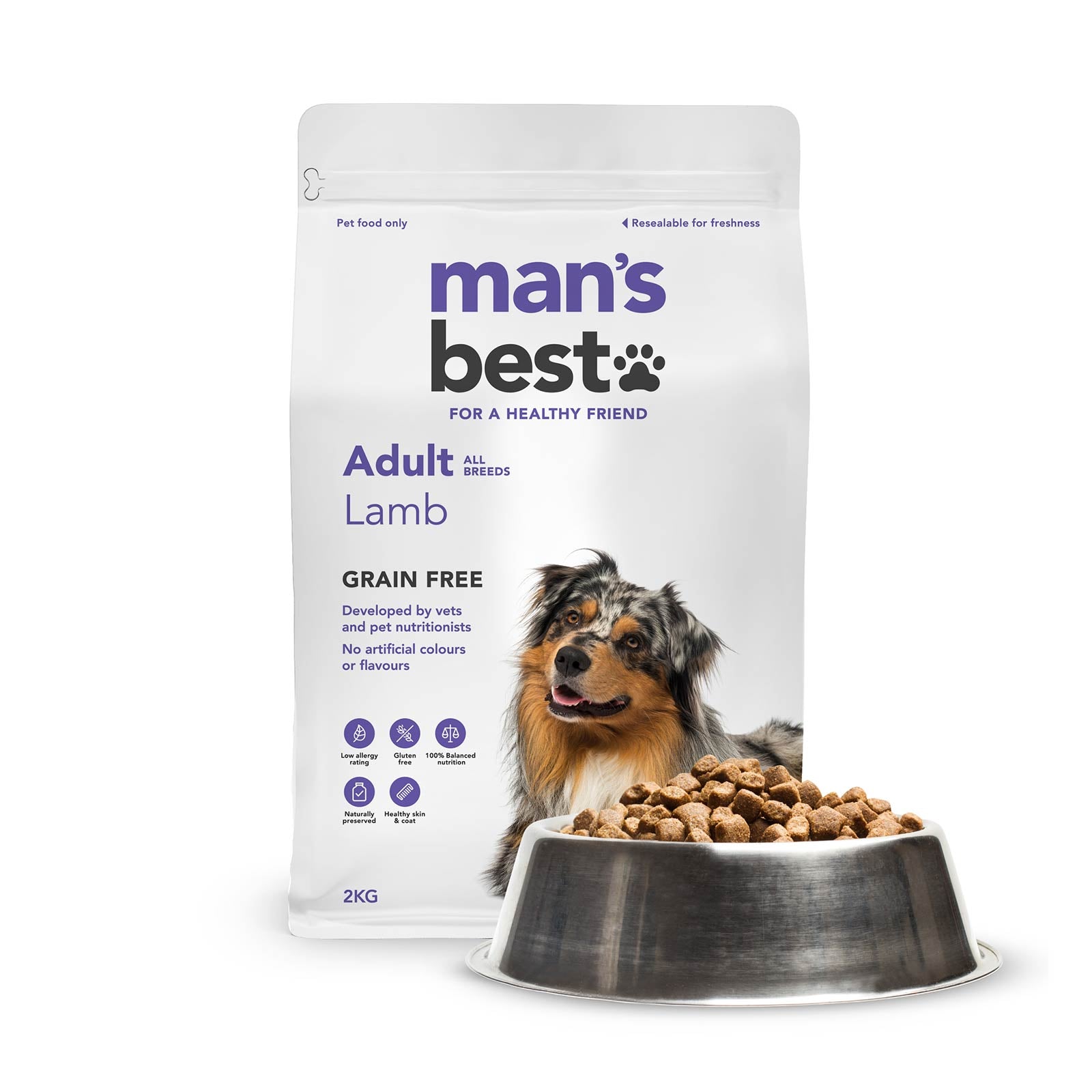 Man's Best Adult All Breed Lamb 2kg Grain Free | Pet Food Leaders