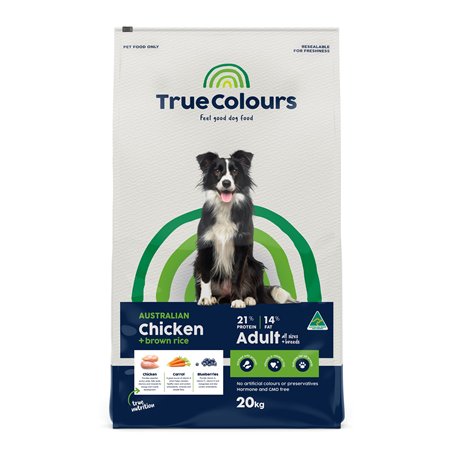 True Colours Dog Food Adult Chicken & Brown Rice 20kg | Pet Food Leaders