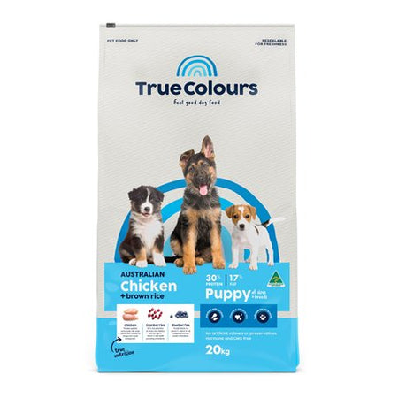 True Colours Dog Food Puppy Chicken & Brown Rice 20kg | Pet Food Leaders