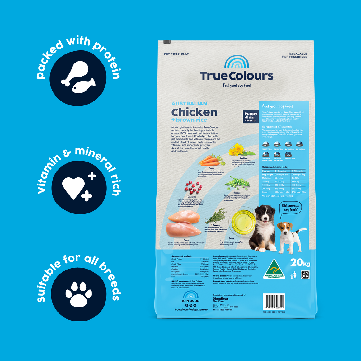 True Colours Dog Food Puppy Chicken & Brown Rice 3kg | Pet Food Leaders